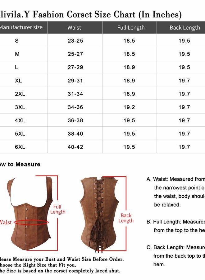 Alivila.Y Fashion Corset Womens Faux Leather Steampunk Corsets Victorian Bustier Top, Brown, S - Image 5