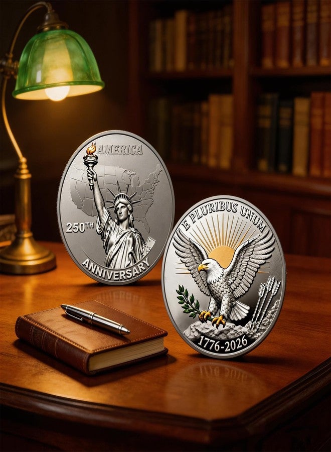 GreenHaven 250th Anniversary Independence Challenge Coin 1776-2026 - Double-Sided Relief Statue of Liberty & Eagle Design, Commemorative for History Enthusiasts, Coin Collectors, Gifts & Historical Memorabilia - Image 3