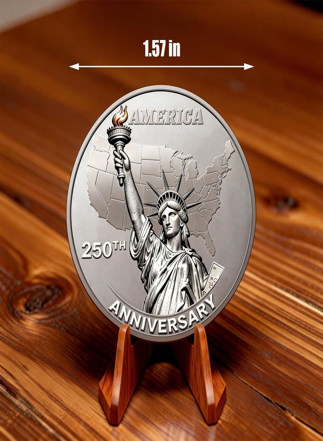 GreenHaven 250th Anniversary Independence Challenge Coin 1776-2026 - Double-Sided Relief Statue of Liberty & Eagle Design, Commemorative for History Enthusiasts, Coin Collectors, Gifts & Historical Memorabilia - Image 2
