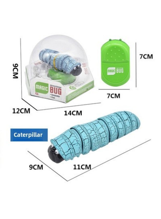Simulation Trick Infrared Induction Remote Control Caterpillar Electric Trick Crawling Insect Model Toy 9910-Color:9910E Blue  - Image 1