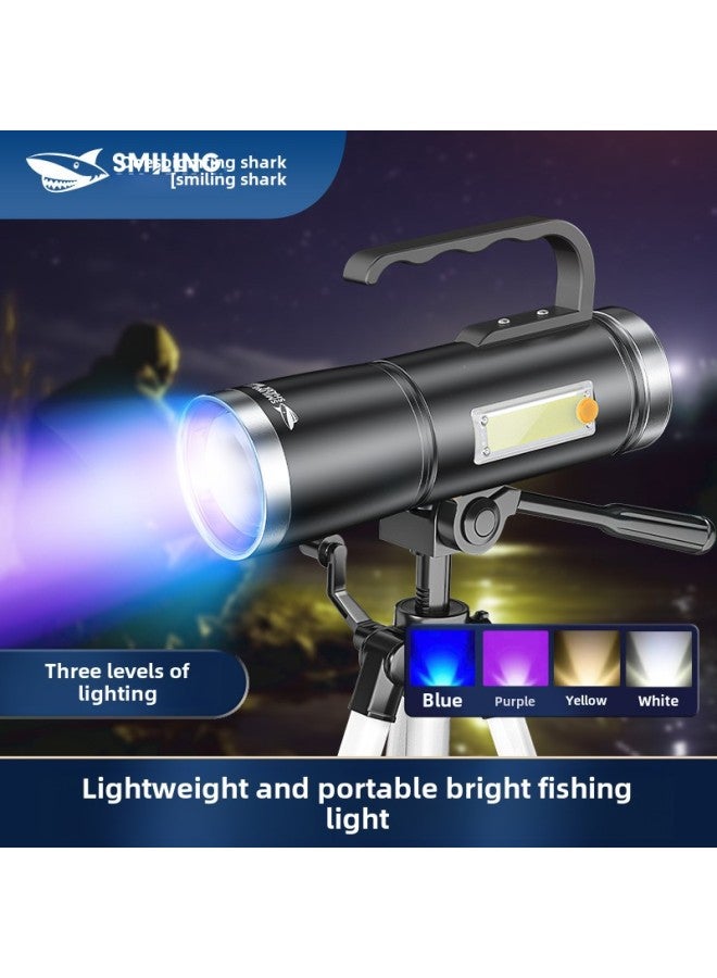 Smiling Shark Night Fishing Light Laser Fishing Professional Wild Fishing Strong Light Super Bright Fishing Light-Color:DY-3030 Gray-single Lamp - Image 3