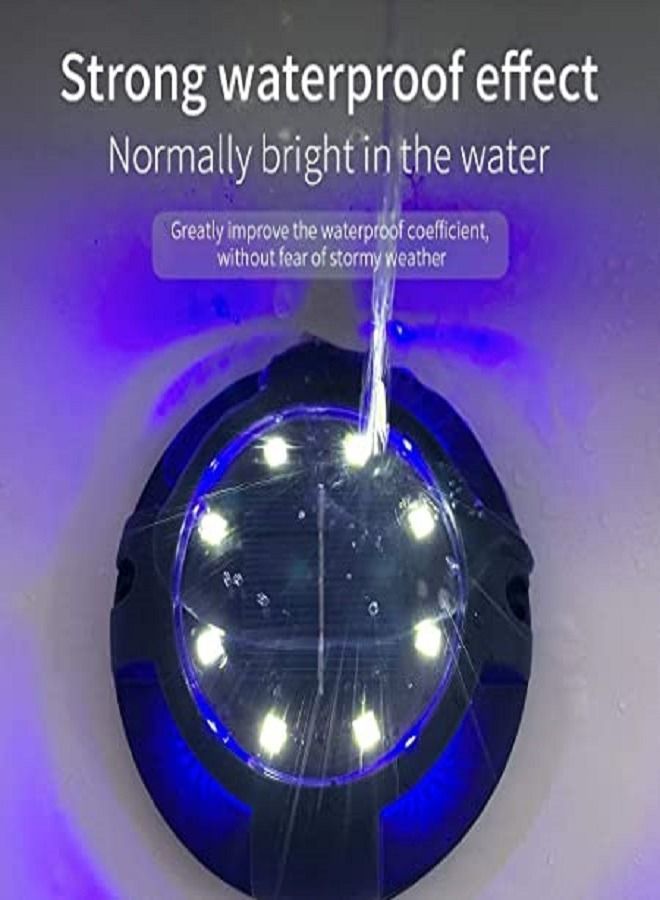 Solar Ground Lights for Outdoor, Garden IP65 Waterproof LED 8 Extra Large White Lights+4 Side Blue Landscape Lighting (4 Pack) - Image 4
