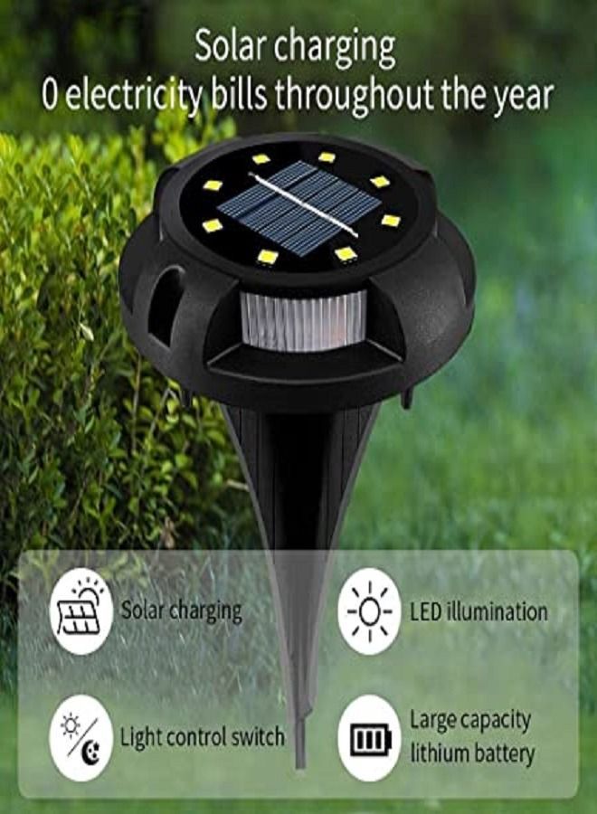 Solar Ground Lights for Outdoor, Garden IP65 Waterproof LED 8 Extra Large White Lights+4 Side Blue Landscape Lighting (4 Pack) - Image 3