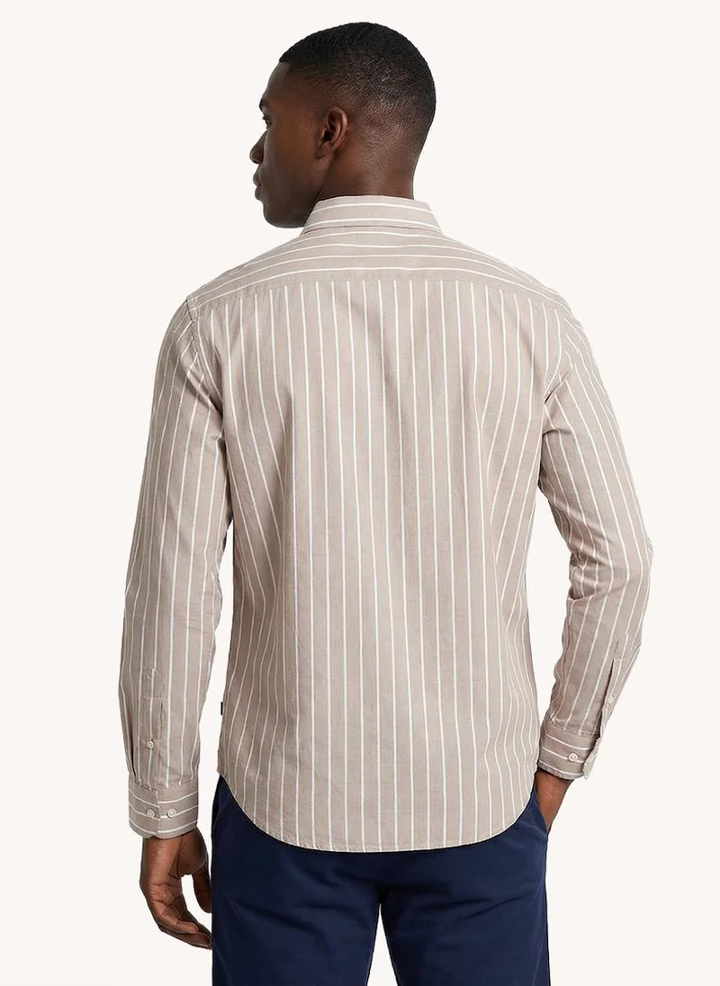 Nautica  Men Regular Fit Long Sleeve Dyed Shirt for Versatile Styling - Light Brown for Men | Best Price UAE