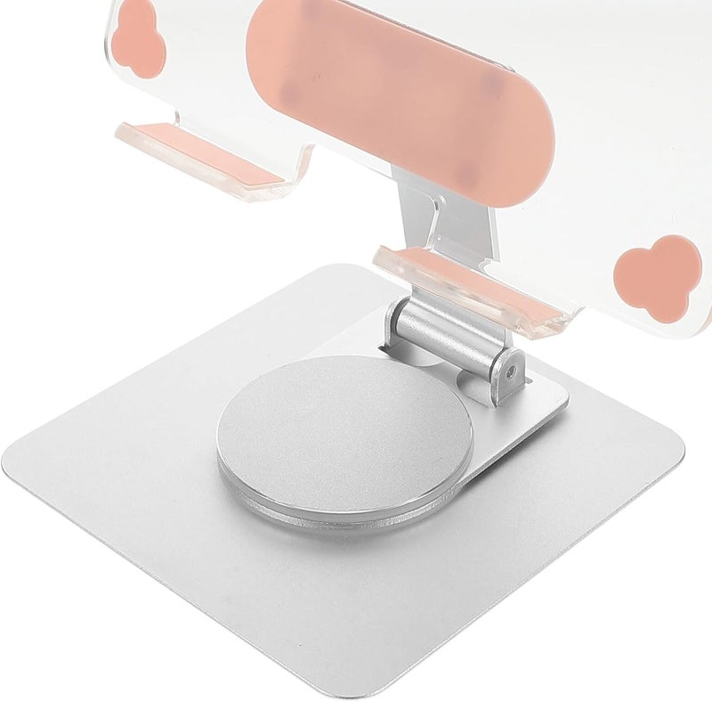 حامل جهاز لوحي قابل للطي ومحمول، مع إمكانية دوران 360 درجة، مناسب للاستخدام أثناء السفر وفي المنزل والمكتب، باللون الفضي - Image 3