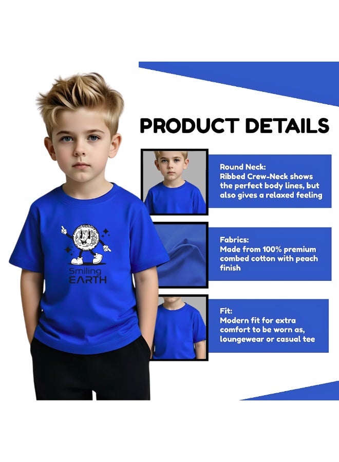 PRINTSHOP4ME Trendy Kids Boy's T-Shirt for Earth Hour Day - Round Neck Short Sleeve - Go Green with Earth Hour Day Boy's Eco-Friendly T-Shirt - Save the Planet - Image 4