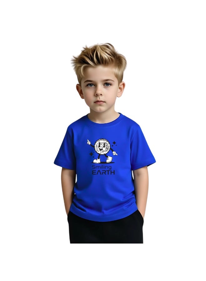 PRINTSHOP4ME Trendy Kids Boy's T-Shirt for Earth Hour Day - Round Neck Short Sleeve - Go Green with Earth Hour Day Boy's Eco-Friendly T-Shirt - Save the Planet - Image 1