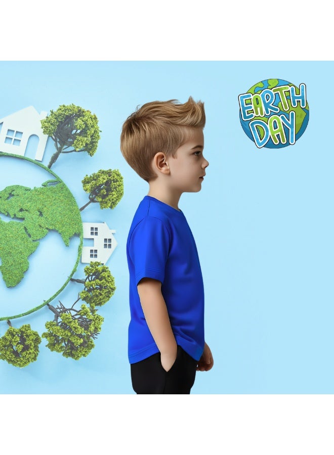 PRINTSHOP4ME Trendy Kids Boy's T-Shirt for Earth Hour Day - Round Neck Short Sleeve - Go Green with Earth Hour Day Boy's Eco-Friendly T-Shirt - Save the Planet - Image 5