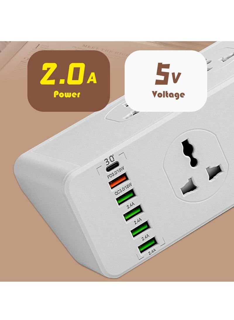 TYCOM Power Strip Surge Protector with USB + Type C, Extension Cord Flat Plug with Widely 10 AC Outlet and 5 USB 1 Type C, Small Desktop Station, Compact Socket for Travel, Home and Office - Image 5