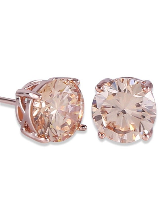 GULICX Rose Gold Tone Yellow Crystal Royal Journey Jewelry Eternity Stud Earring - Image 1