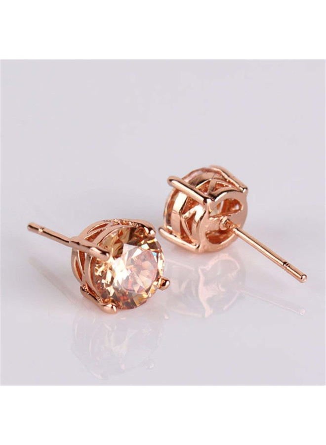GULICX Rose Gold Tone Yellow Crystal Royal Journey Jewelry Eternity Stud Earring - Image 3