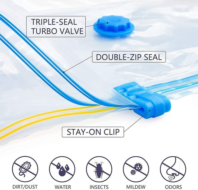 DRUDRAYA Bag with Pump for Blanket Storage Reusable Ziplock Space Saver Bags Save 80 More Space Pack of 53 Medium 50x60cm 2 Large 60x80cm With 1 Free of Vacuum Air Hand Pump - Image 3