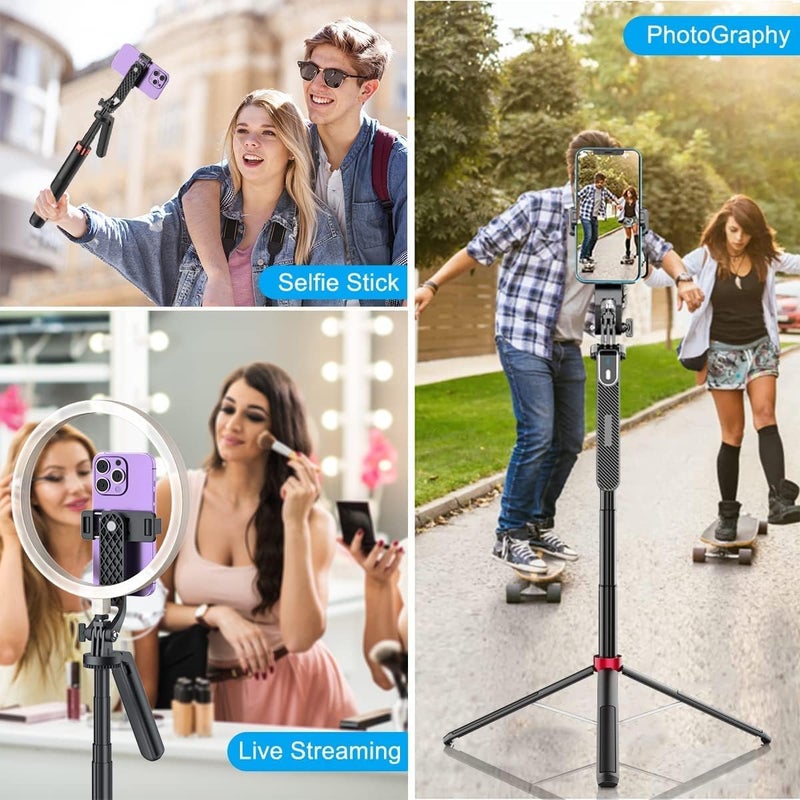 Adofys Selfie Stick with Tripod Stand 360 Degree Rotation Rechargeable Remote Quadripod Stand Balance Handle 71-inch Selfie Stick for Phone Camera Gopro 360°Panoramic Shooting Vlogging Live Stream - Image 3