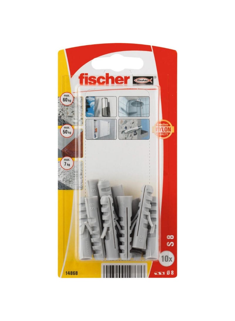 Fischer Fischer Expansion Plug S8 10Pcs Blister S-8 KP 14868