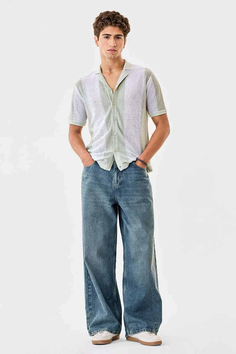 سنيتش قميص محبوك قطني مسطح %