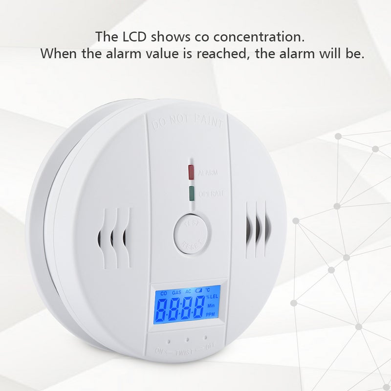 مكتشاف أول أكسيد الكربون الرقمي LCD المنزلي - إنذار أول أكسيد الكربون - مراقب مستشعر أول أكسيد الكربون - Image 1
