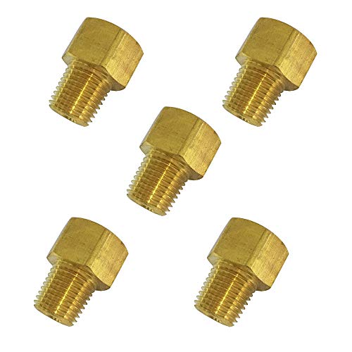 TL TOOLEGIN Brass Inverted Flare Fitting Brake Line Adapter Male Connector 516 Tube OD x 14 NPT Male 5pcs - Image 1