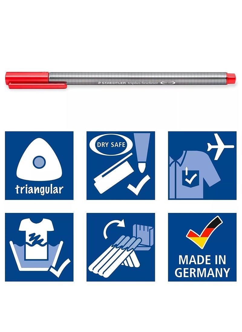 STAEDTLER - مجموعة أقلام تريبلس فاينلاينر فائقة الدقة برأس 0.3 مم، مكونة من 10 قطع، متعددة الألوان - Image 1