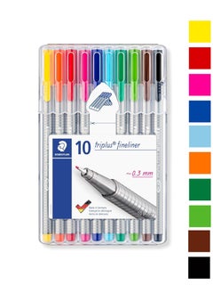 STAEDTLER 10-Piece Triplus Fineliner Superfine 0.3mm Tip Multicolour  - Image 1