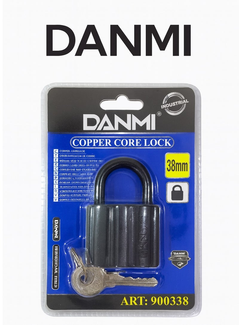 DANMI 38mm Security Padlock – Heavy-Duty Copper Core Lock for Doors, Cabinets & Warehouses - Image 1
