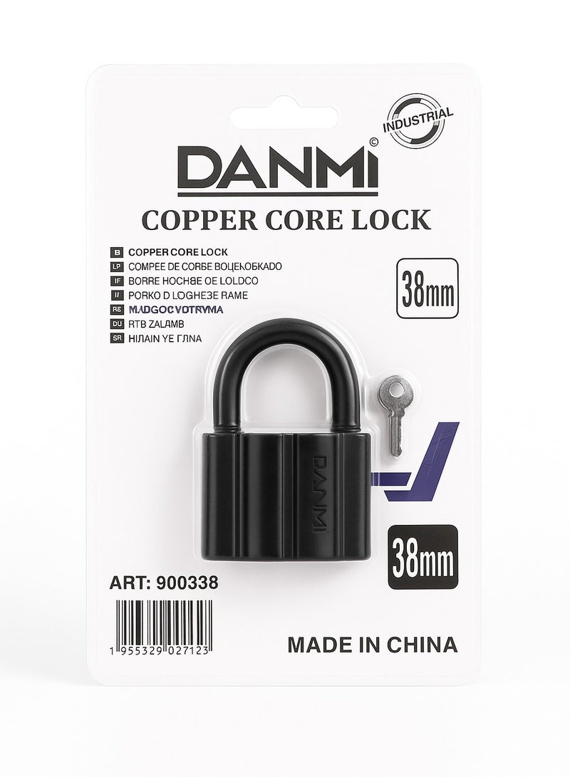 DANMI 38mm Security Padlock – Heavy-Duty Copper Core Lock for Doors, Cabinets & Warehouses - Image 3