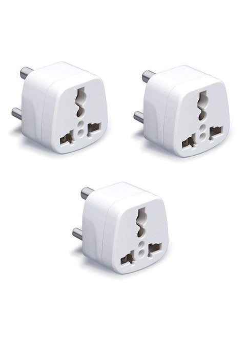 Axtella Pack of 3 Universal Traveller Conversion Plug 3 Pin Socket Worldwide Adapter Convert UKUSEUAU to India Power Adaptor 6 Amp
