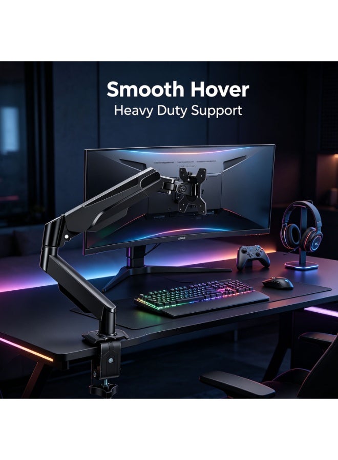 Computer Stand, Wall Mount Monitor Arm For 17-32 Inch Ultrawide Screens, Heavy Duty Single Monitor Mount Holds 22 Lbs, Fully Adjustable Gas Spring Wall Mount - Image 5