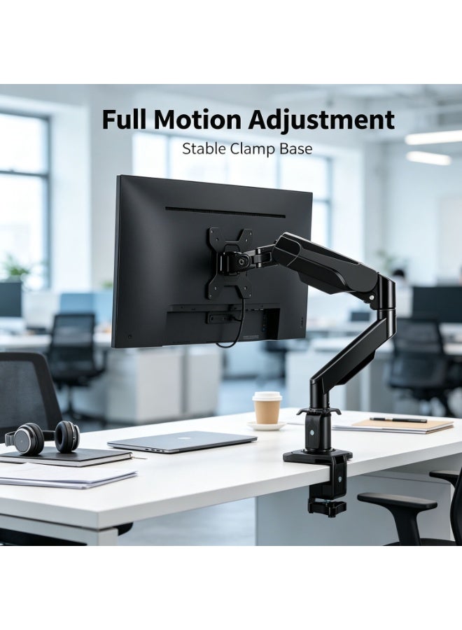 Computer Stand, Wall Mount Monitor Arm For 17-32 Inch Ultrawide Screens, Heavy Duty Single Monitor Mount Holds 22 Lbs, Fully Adjustable Gas Spring Wall Mount - Image 4