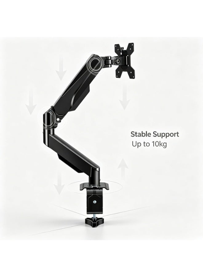 Computer Stand, Wall Mount Monitor Arm For 17-32 Inch Ultrawide Screens, Heavy Duty Single Monitor Mount Holds 22 Lbs, Fully Adjustable Gas Spring Wall Mount - Image 1