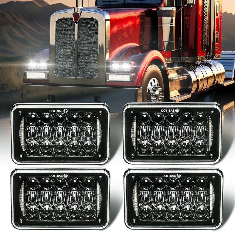LX-LIGHT 60W 4x6 Inch LED Headlights with DRL - Image 1