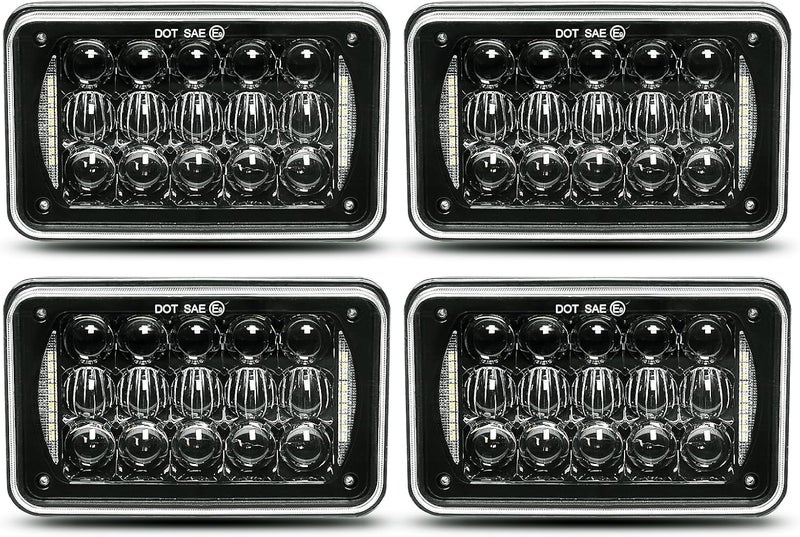 LX-LIGHT 60W 4x6 Inch LED Headlights with DRL - Image 2