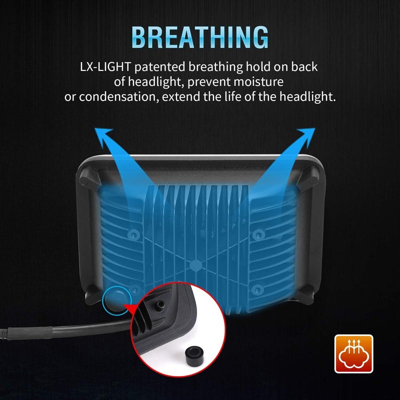 LX-LIGHT 60W 4x6 Inch LED Headlights with DRL - Image 5