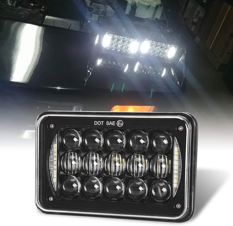 LX-LIGHT 60W 4x6 Inch LED Headlights with DRL - Image 3