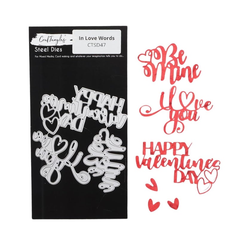 CrafTangles Steel Dies in Love Words or Sentiments Set of 3 Dies