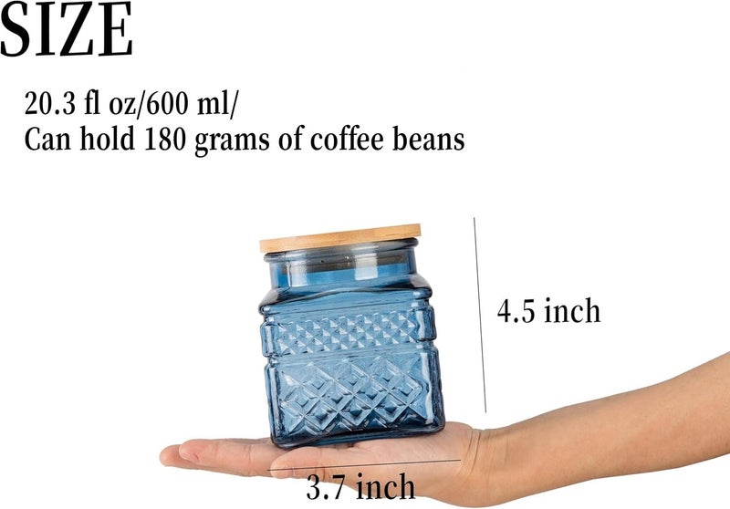 Prettidecor Glass Storage Canister with Airtight Lids, 20.3 FL OZ Thick Glass Candy Jar for Coffee Bean, Cocoa powder,Dog treats, Snacks Vintage Decorative Square Glass Jars for Coffee Bar Kitchen Party Counter - Image 2