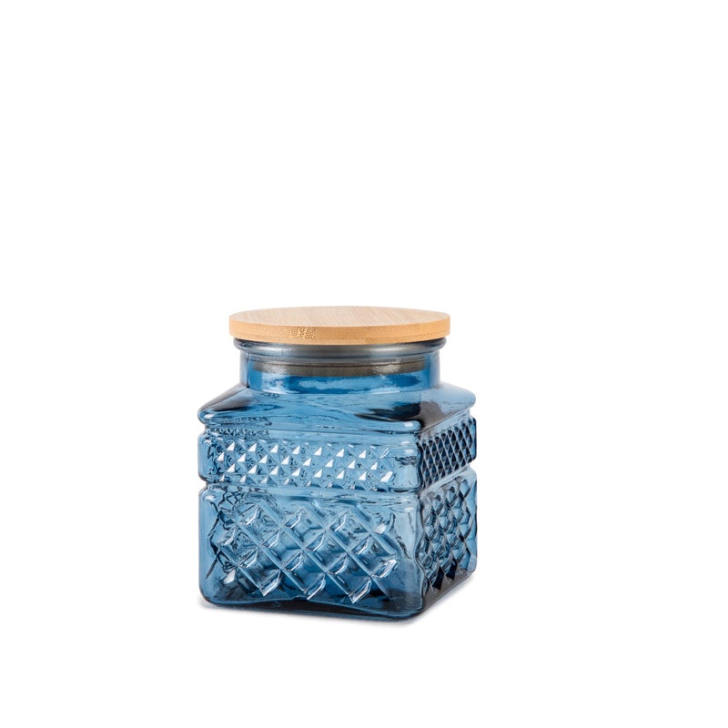 Prettidecor Glass Storage Canister with Airtight Lids, 20.3 FL OZ Thick Glass Candy Jar for Coffee Bean, Cocoa powder,Dog treats, Snacks Vintage Decorative Square Glass Jars for Coffee Bar Kitchen Party Counter - Image 1