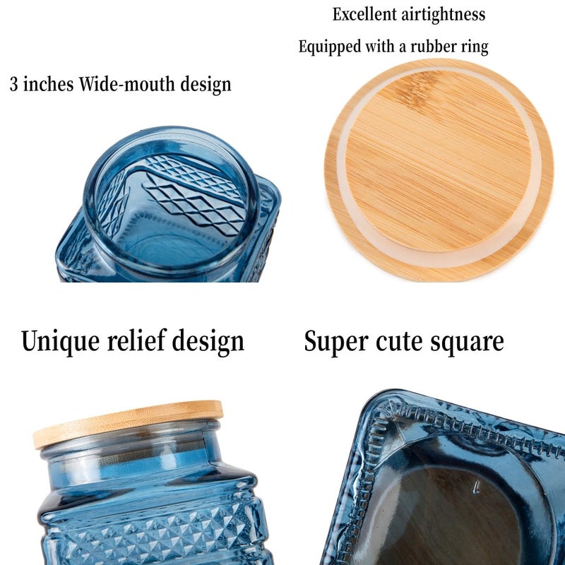 Prettidecor Glass Storage Canister with Airtight Lids, 20.3 FL OZ Thick Glass Candy Jar for Coffee Bean, Cocoa powder,Dog treats, Snacks Vintage Decorative Square Glass Jars for Coffee Bar Kitchen Party Counter - Image 3