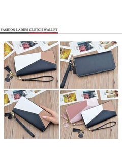 Arabest Ladies Purse Wallet PU Leather Long Women Wallet Card Holder Organiser Wallet Wristlet Clutch Wallet with Zipper Pocket Coin Purse Phone Wallet with Tassel and Pendant (Black)  - Image 4
