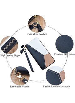 Arabest Ladies Purse Wallet PU Leather Long Women Wallet Card Holder Organiser Wallet Wristlet Clutch Wallet with Zipper Pocket Coin Purse Phone Wallet with Tassel and Pendant (Black)  - Image 3