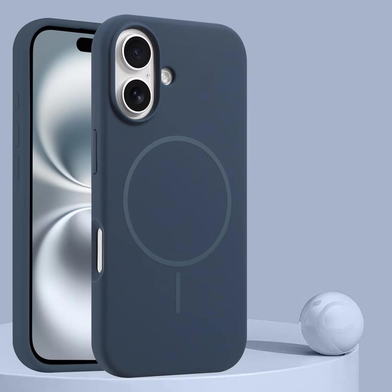 سيليكون غطاء سيليكون مغناطيسي فاخر لهاتف آيفون 17 أزرق داكن متوافق مع سلسلة آيفون - مقاوم للصدمات، نحيف، ناعم الملمس مع دعم الشحن اللاسلكي المغناطيسي - Image 2