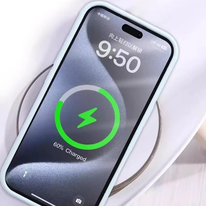 سيليكون غطاء سيليكون مغناطيسي فاخر لهاتف آيفون 17 أزرق داكن متوافق مع سلسلة آيفون - مقاوم للصدمات، نحيف، ناعم الملمس مع دعم الشحن اللاسلكي المغناطيسي - Image 3