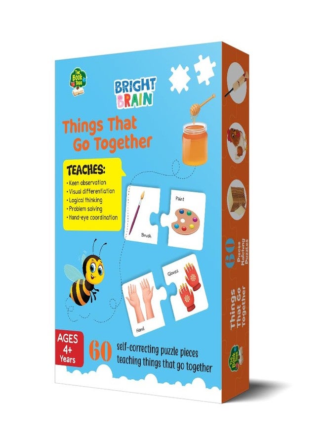 THE BOOK TREE Bright Brain Things That Go Together 60 (30 Sets) Piece Jigsaw Puzzle for Preschoolers, Educational Toy for Learning Matching Pictures with It's Pair by Majestic Book Club, for Kid - Image 3