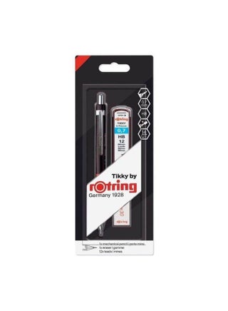 Rotring Mechanical Pencil - 0.7 mm - Black + 0.7 mm HB Lead Refill + Eraser