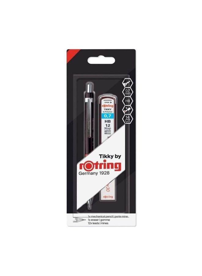 Rotring Mechanical Pencil - 0.7 mm - Black + 0.7 mm HB Lead Refill + Eraser