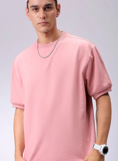 شركة المرآب الهندية Men Oversized Solid Crew Neck Overhead Sweatshirt