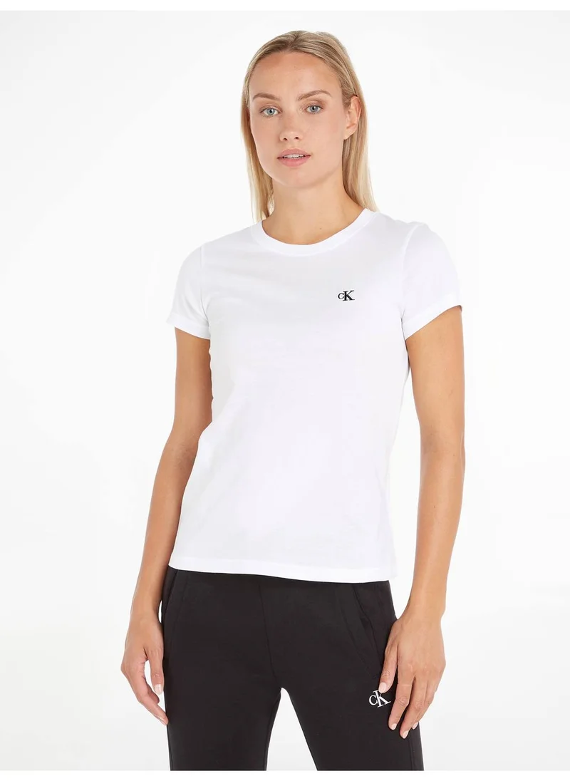 Calvin Klein Jeans Women's Slim T-Shirt - Cotton, White