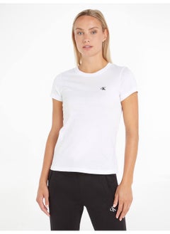Calvin Klein Jeans Women's Slim T-Shirt - Cotton, White  - Image 1