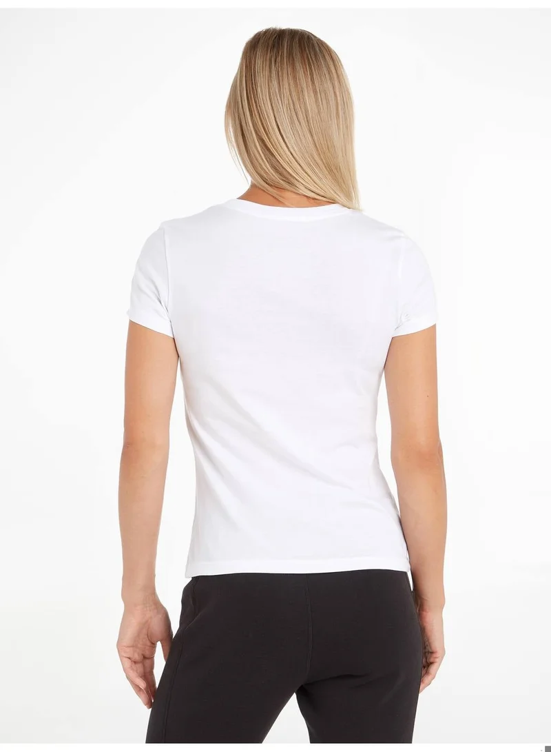 Calvin Klein Jeans Bright White Slim Fit T-Shirt for Women | Best Price UAE