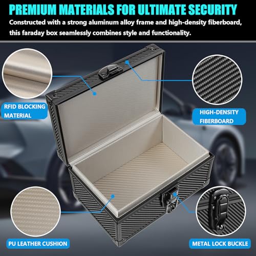 MAZACOO Faraday Signal Blocking Box for Car Key Fob, Keyless Entry Car Key Fob Protector Shielding Cage (Carbon Fiber Black) - Image 4