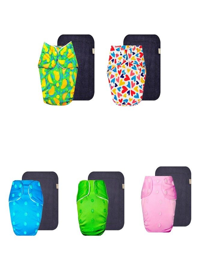 حفاضات قماشية فاخرة من دمبلدو مع حشوة رمادية (عبوة من 5) | شعور بالجفاف والراحة | مانعة للتسرب | سريعة الجفاف | مناسبة للارتداء طوال اليوم | من 3 أشهر إلى 3 سنوات | للجنسين - Image 1